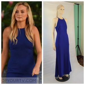 Badgley Mischka Cobalt Blue Crepe Racer Gown  2